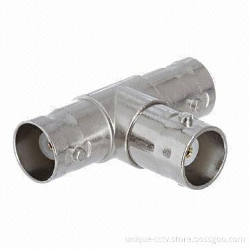 T-type 3 BNC Female Jack RF Connector Adapter, Great for Any Security Camera